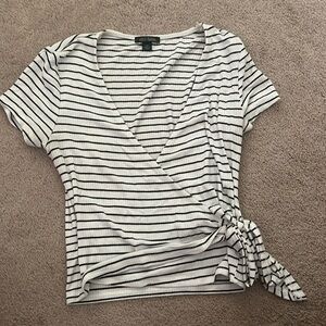 wild fable black and white strip crop top, size extra small